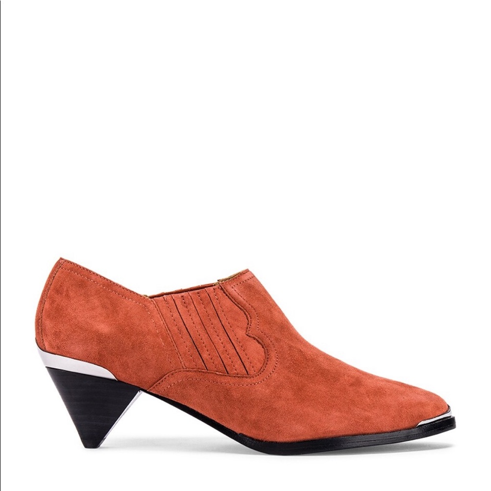 Never Worn Joie Baler Bootie in Suede Desert Red. Size 6.5. Approx 2” heel.